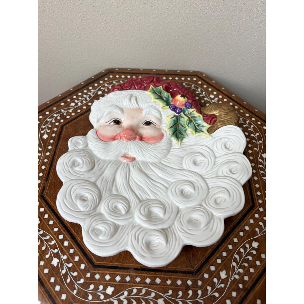 Vintage Fitz And Floyd Essentials ‘Christmas Santa’ Ceramic Santa Face Canapé Ap